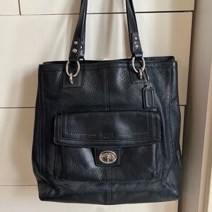 Coach Penelope Pebble Black Leather Carryall Shoulder Handbag